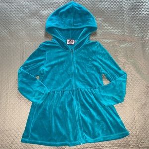 Juicy Couture velour ruffled hoodie zip up top